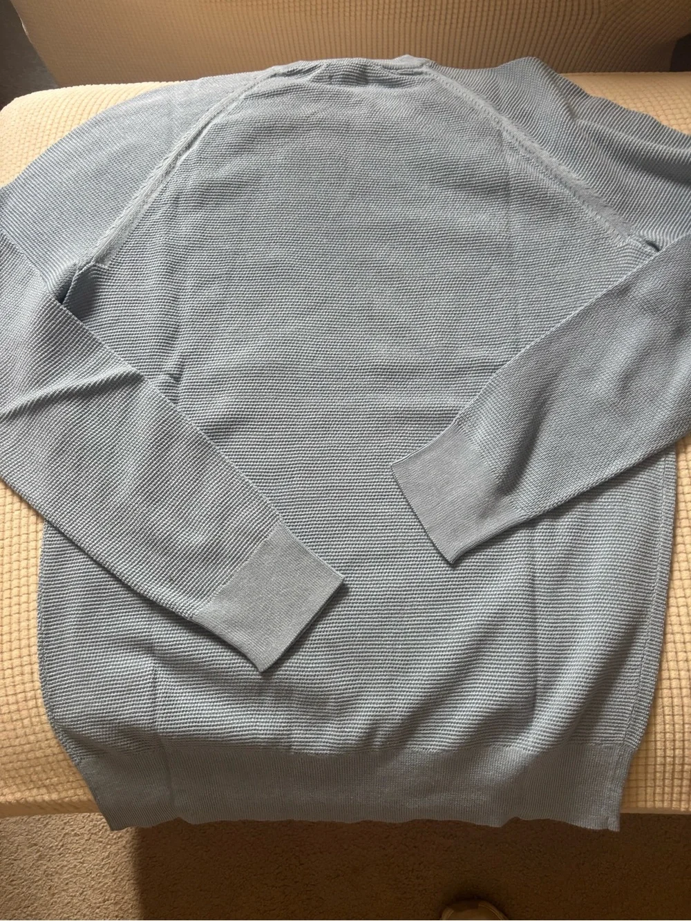 J.Crew NWT Blue Textured Waffle Knit Raglan Crewneck Sweater M